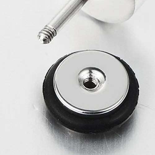 10MM Stainless Steel Star Pentagram Circle Stud Earrings with Black Enamel, Men Women, Screw Back