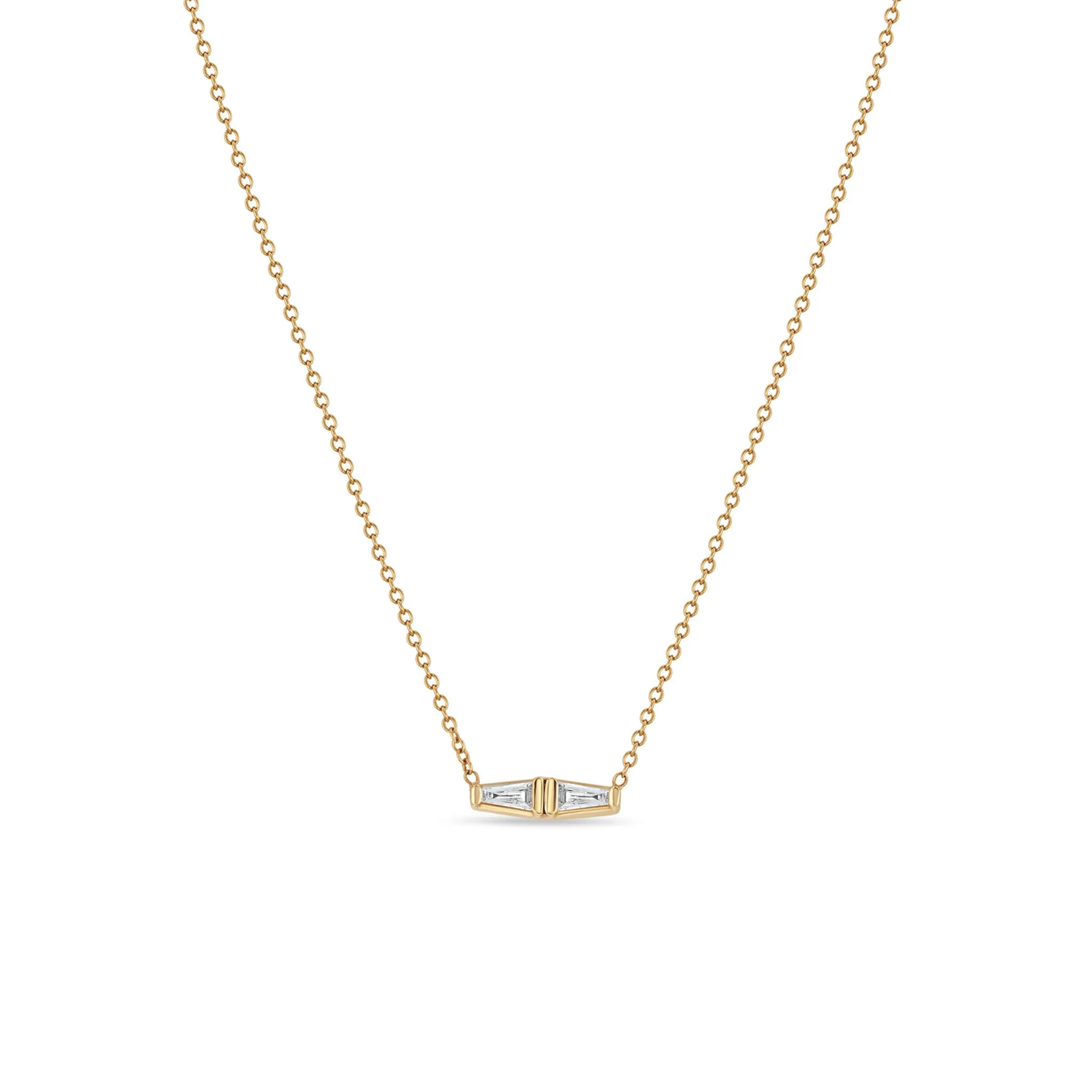14k Double Tapered Baguette Diamond Necklace