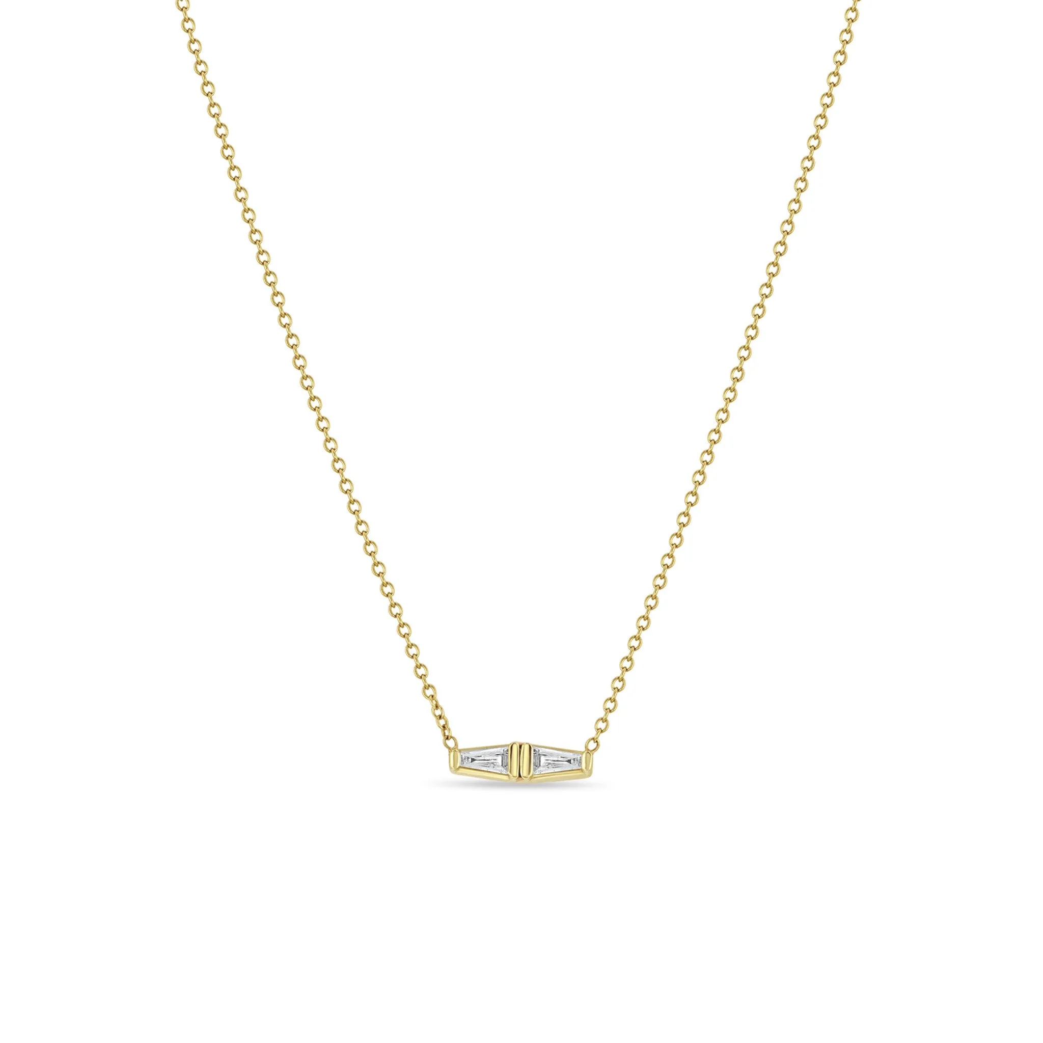 14k Double Tapered Baguette Diamond Necklace
