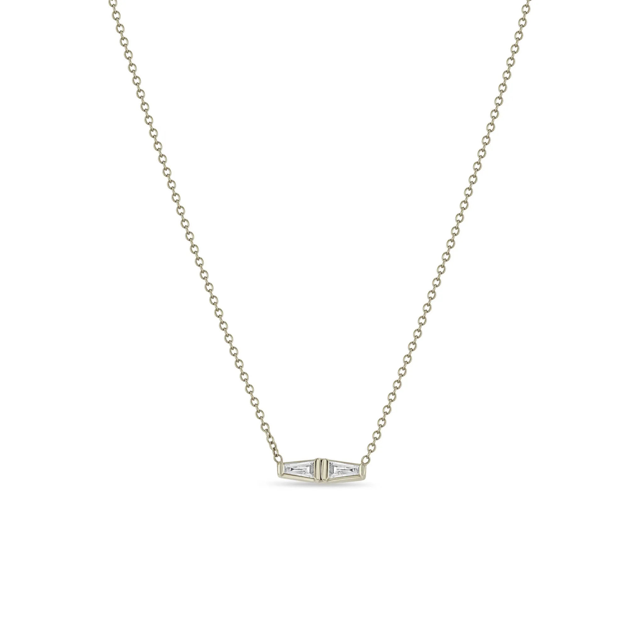14k Double Tapered Baguette Diamond Necklace