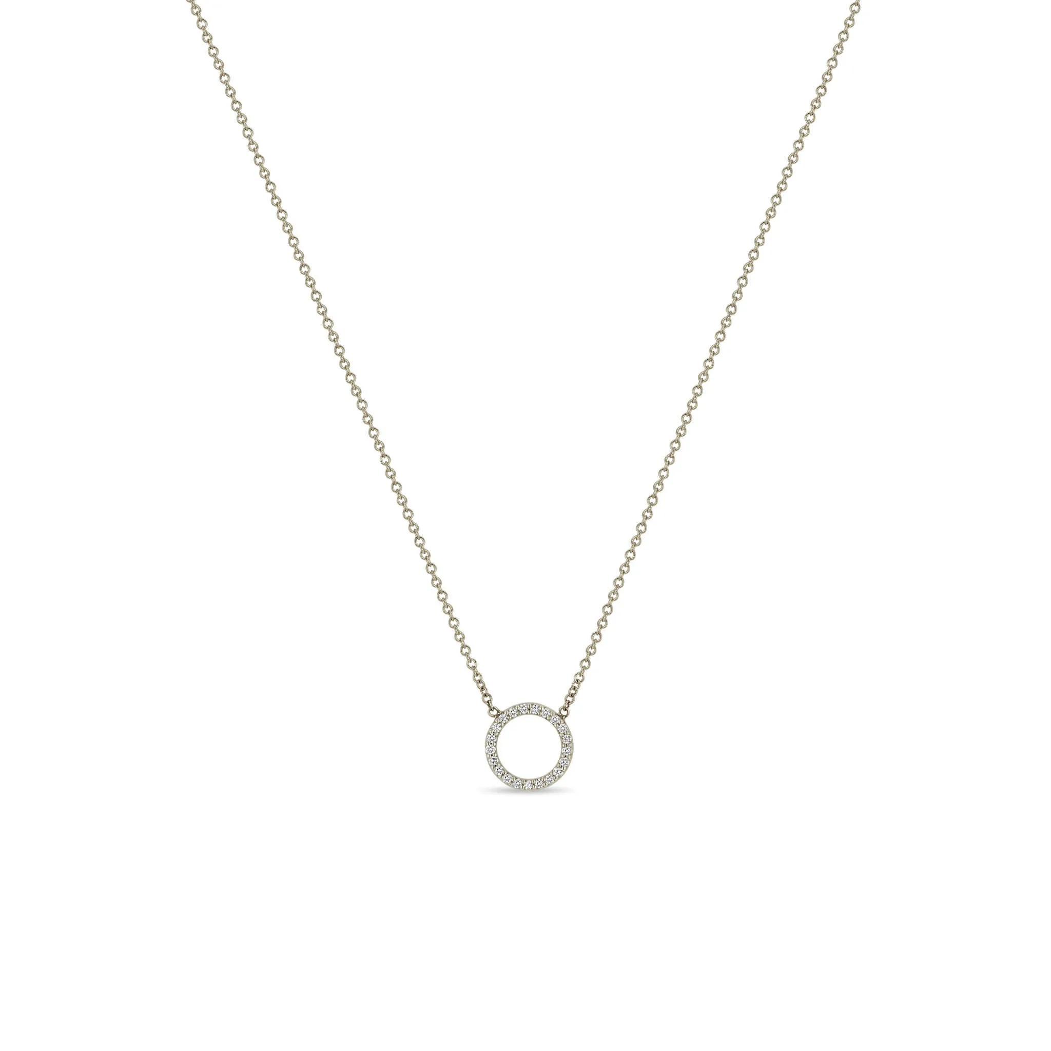 14k Pavé Diamond Circle Necklace