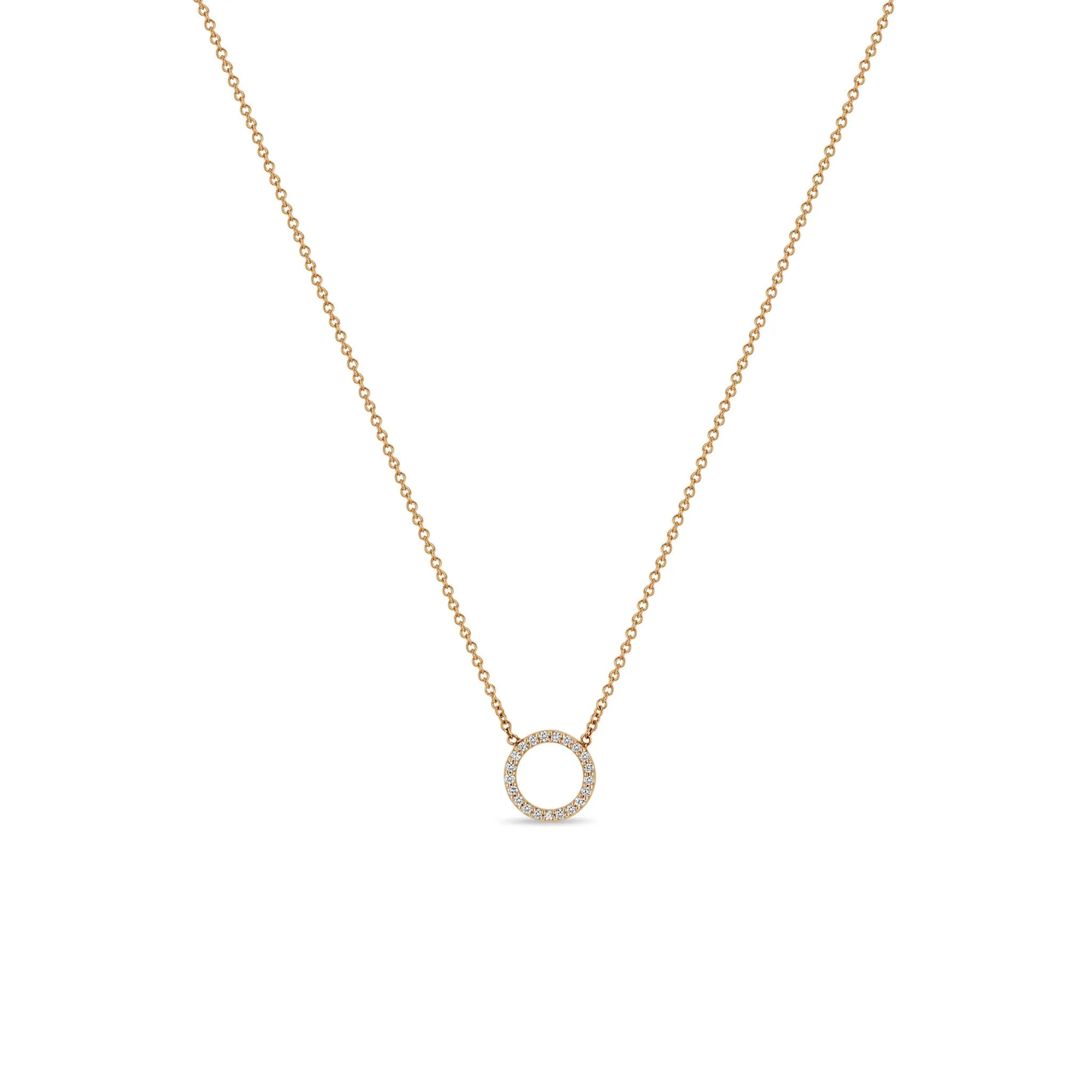 14k Pavé Diamond Circle Necklace