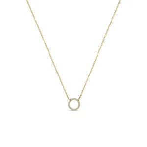 14k Pavé Diamond Circle Necklace