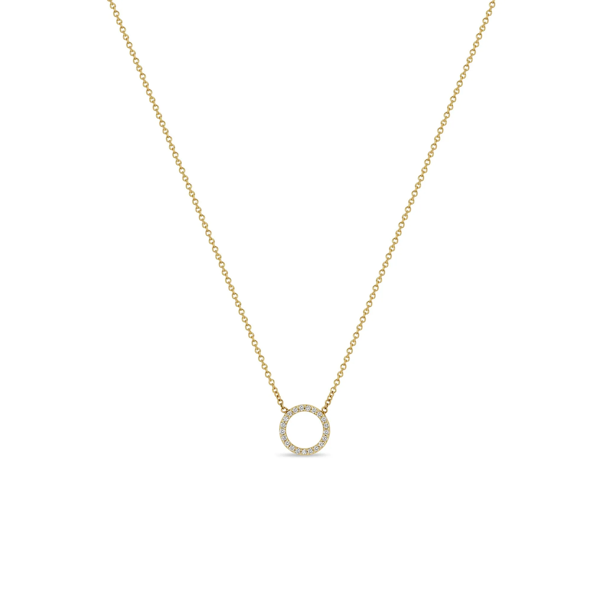 14k Pavé Diamond Circle Necklace