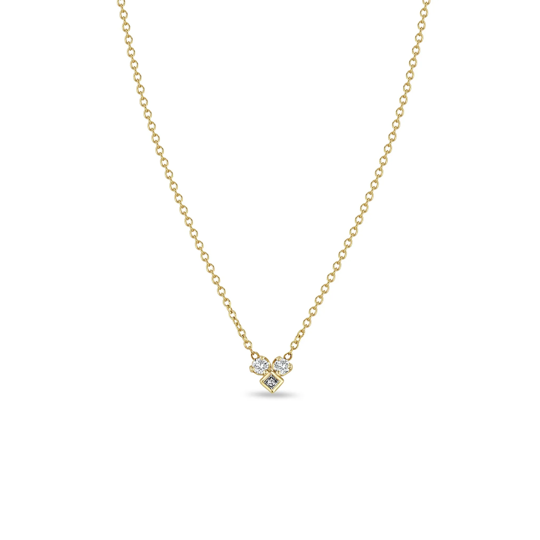 14k Princess & Prong Diamond Heart Shape Necklace