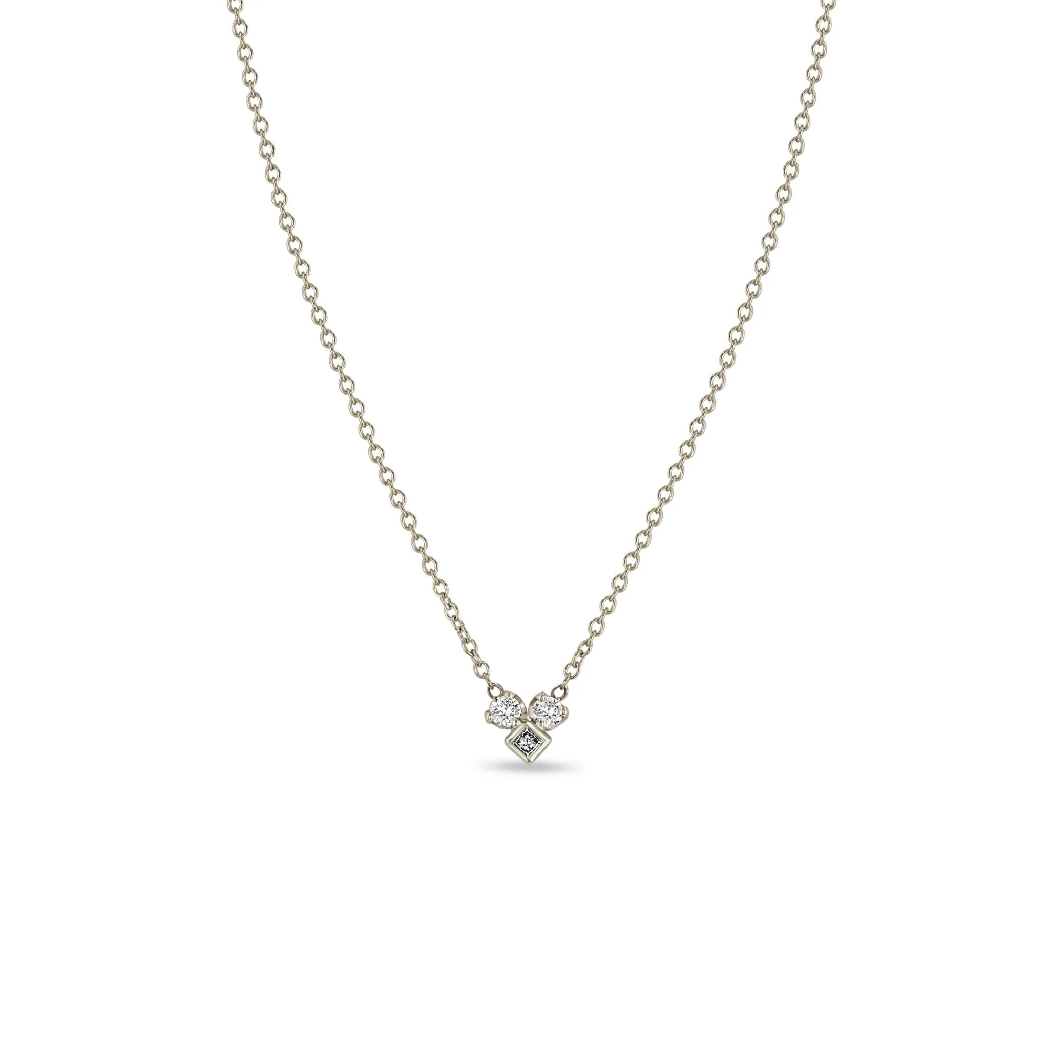 14k Princess & Prong Diamond Heart Shape Necklace