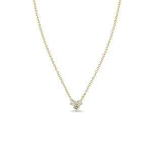 14k Princess & Prong Diamond Heart Shape Necklace