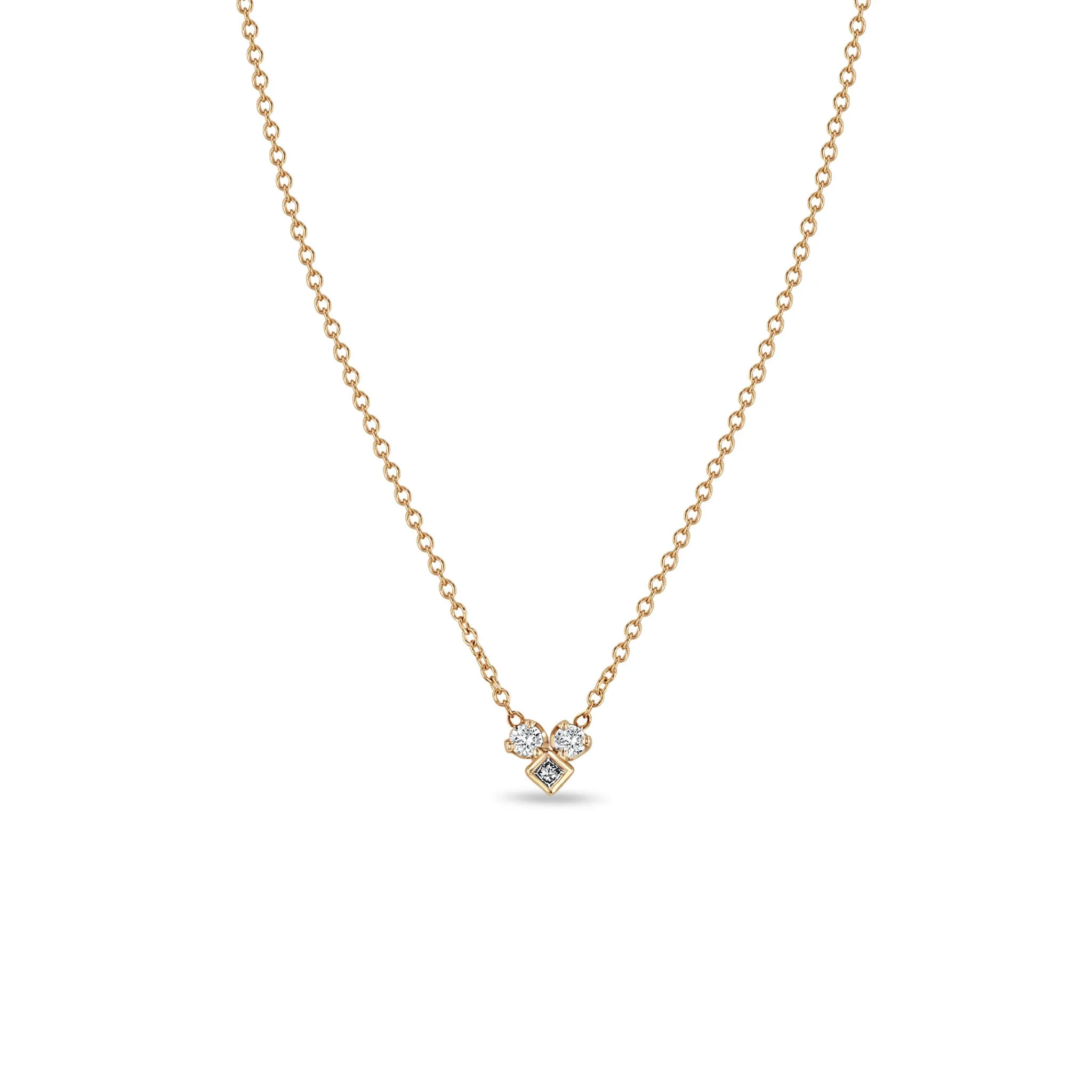 14k Princess & Prong Diamond Heart Shape Necklace