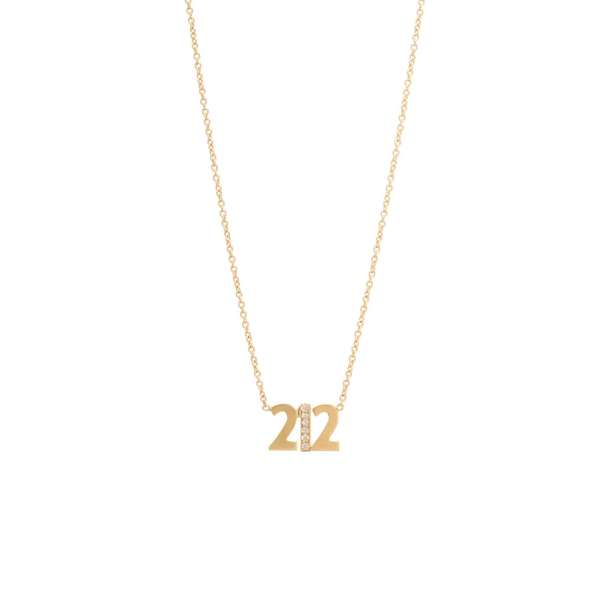 14k Triple Number Necklace with 1 Pavé Diamond Number