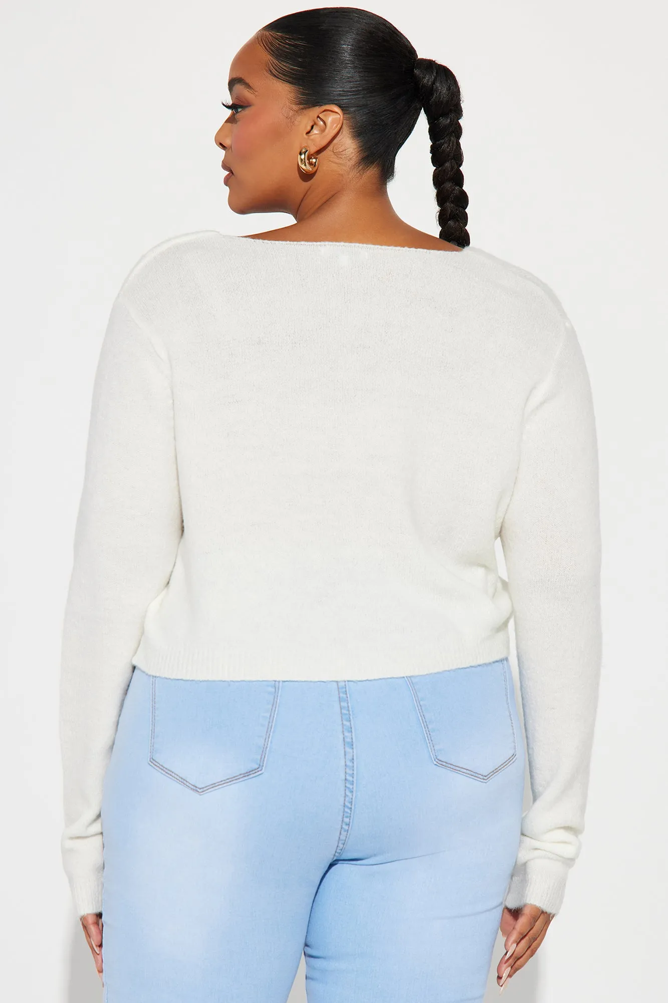 Albyn Cropped Cardigan Sweater - Off White