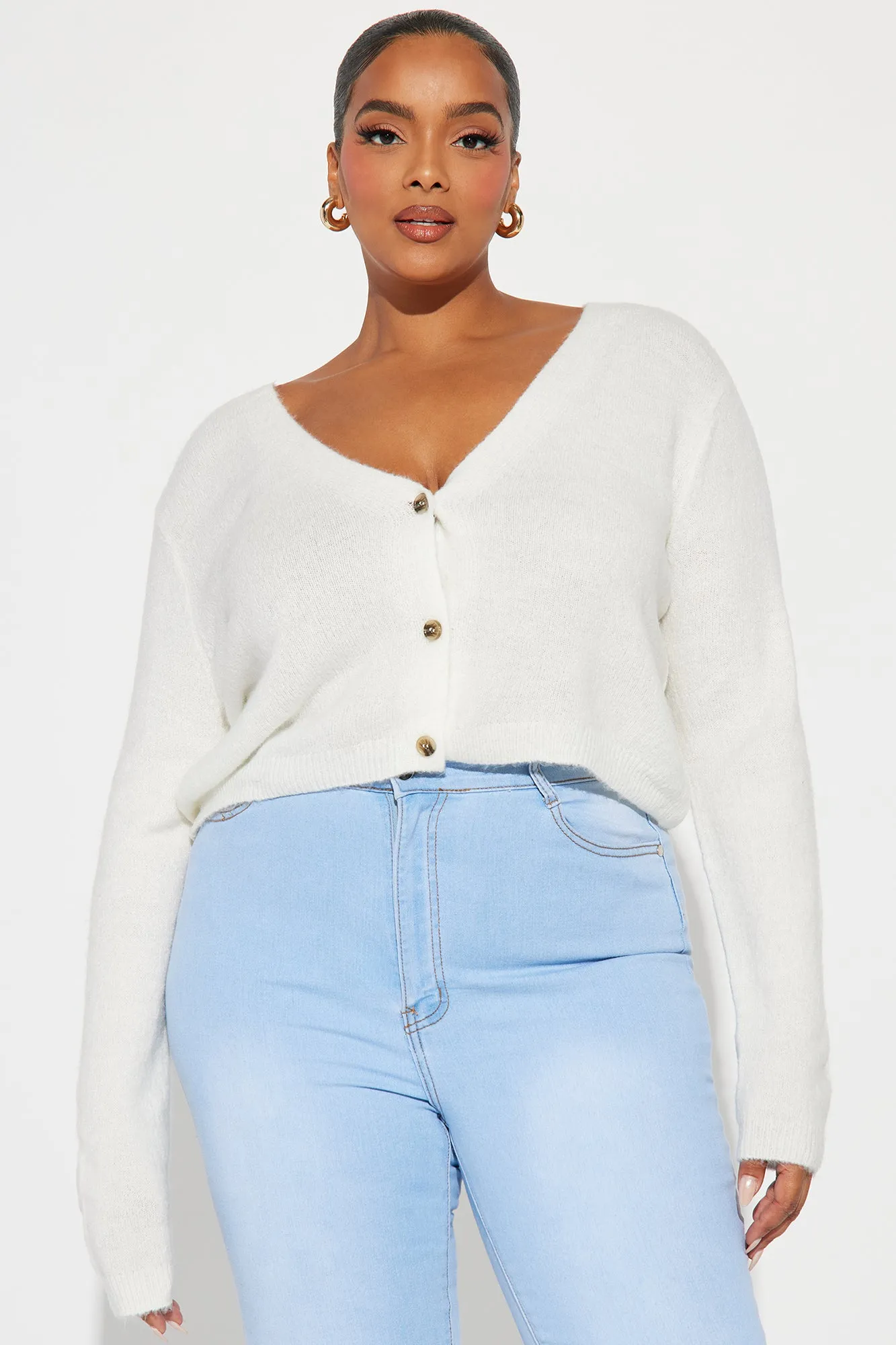 Albyn Cropped Cardigan Sweater - Off White