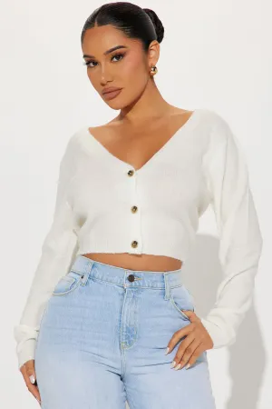 Albyn Cropped Cardigan Sweater - Off White