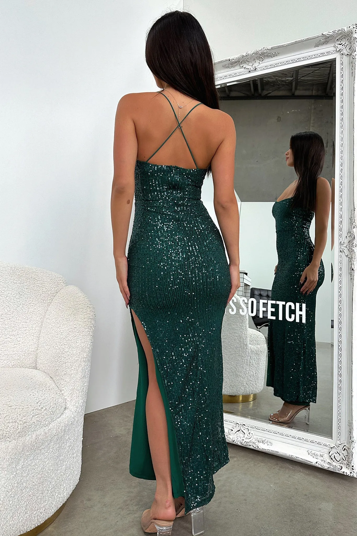 Alina Sequin Maxi Dress - Emerald