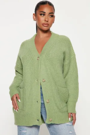 All Cozied Up Cardigan - Green