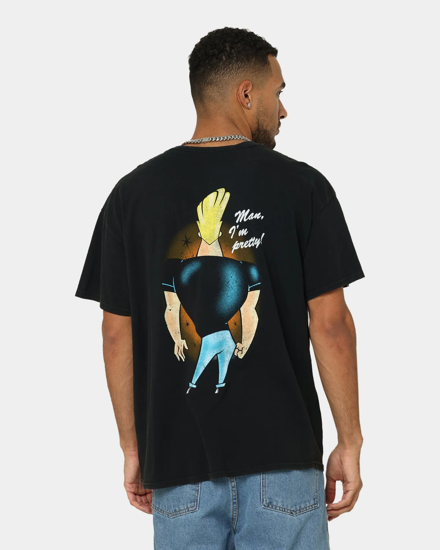 American Thrift X Johnny Bravo Man, I'm Pretty Vintage T-Shirt Black Wash