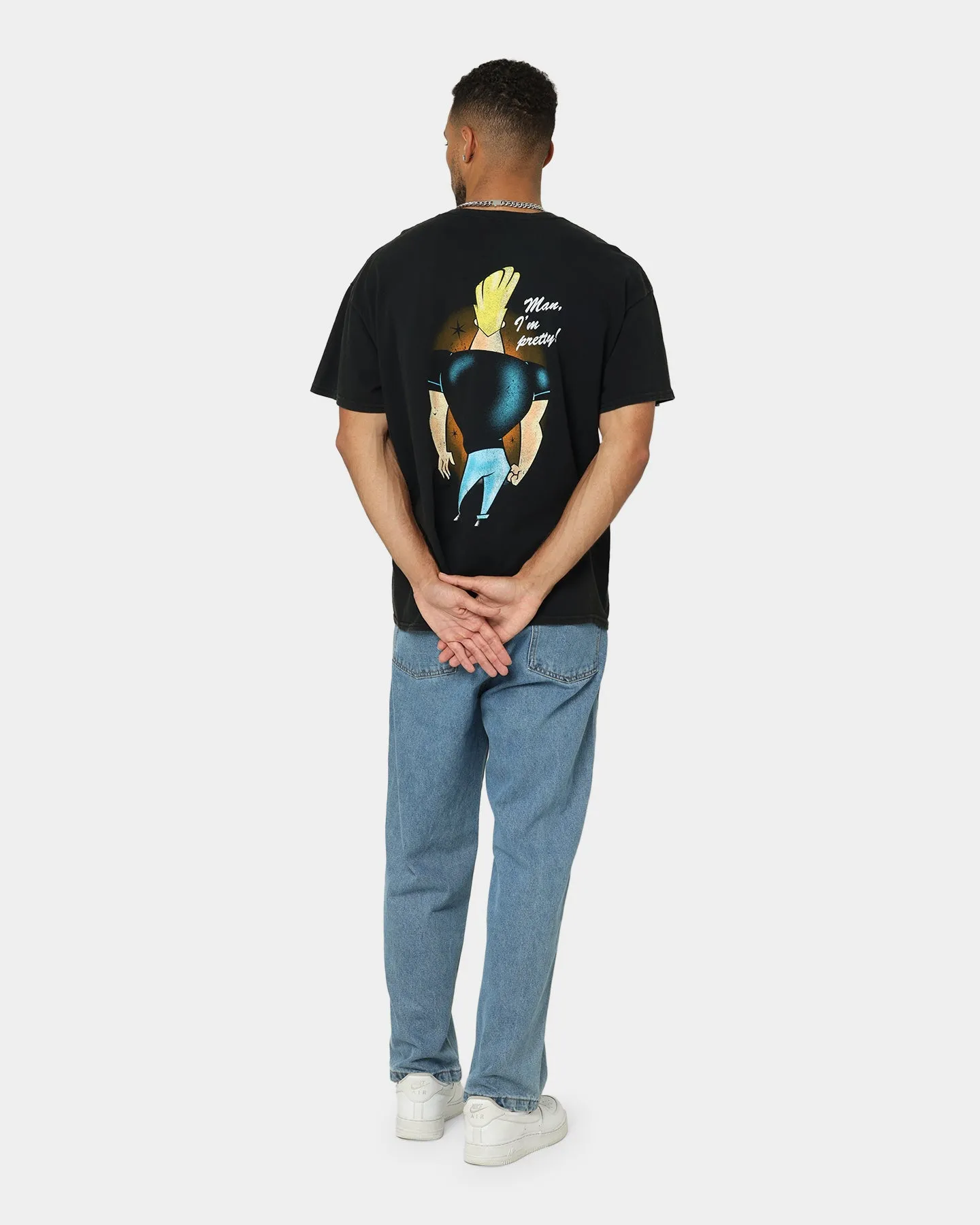 American Thrift X Johnny Bravo Man, I'm Pretty Vintage T-Shirt Black Wash