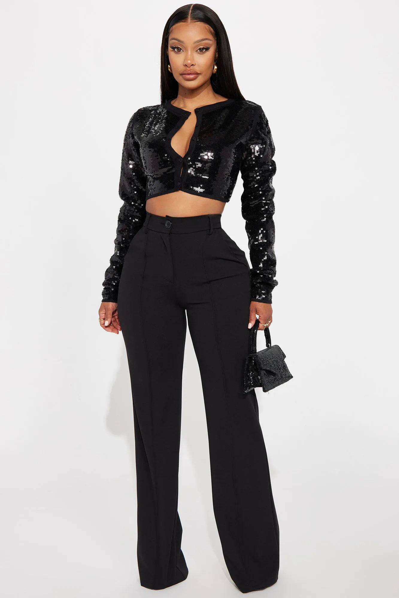 Angelic Feel Sequin Cardigan - Black