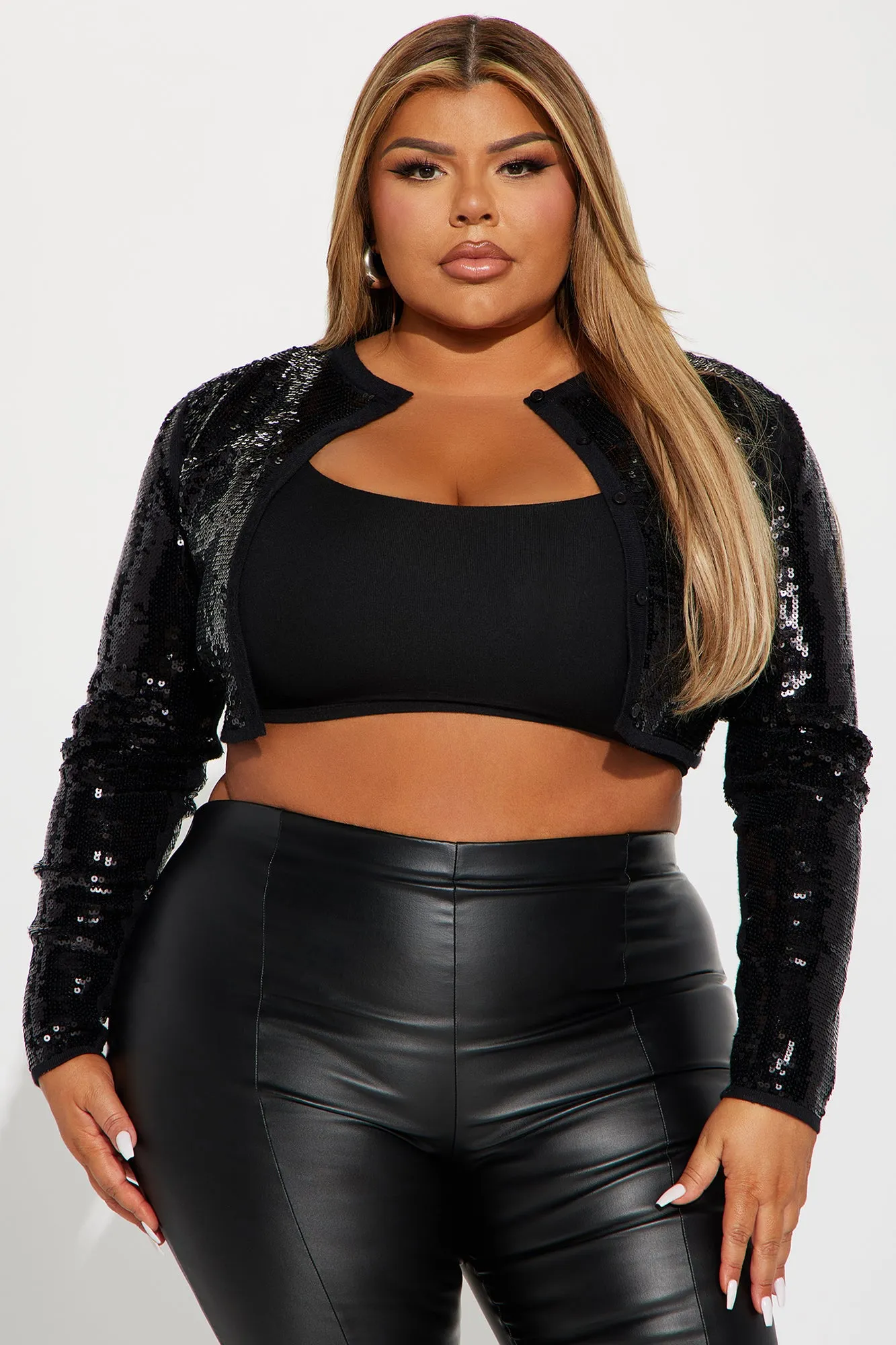 Angelic Feel Sequin Cardigan - Black