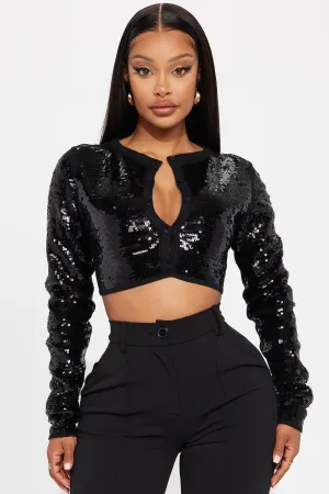Angelic Feel Sequin Cardigan - Black