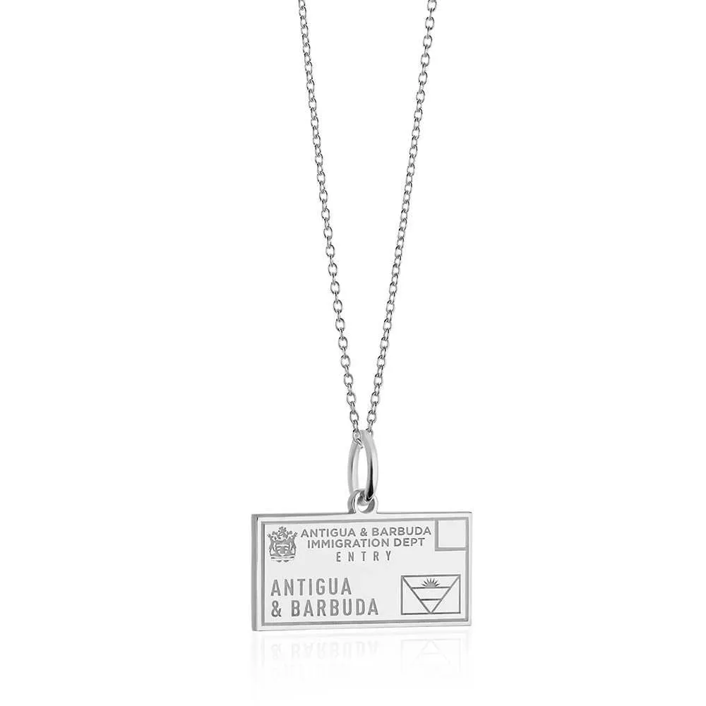 Antigua and Barbuda Passport Stamp Charm Silver