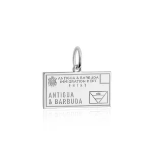 Antigua and Barbuda Passport Stamp Charm Silver