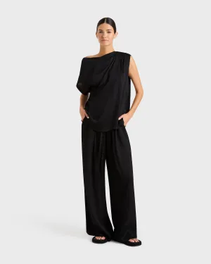 Ardea Draped One Shoulder Top - Black