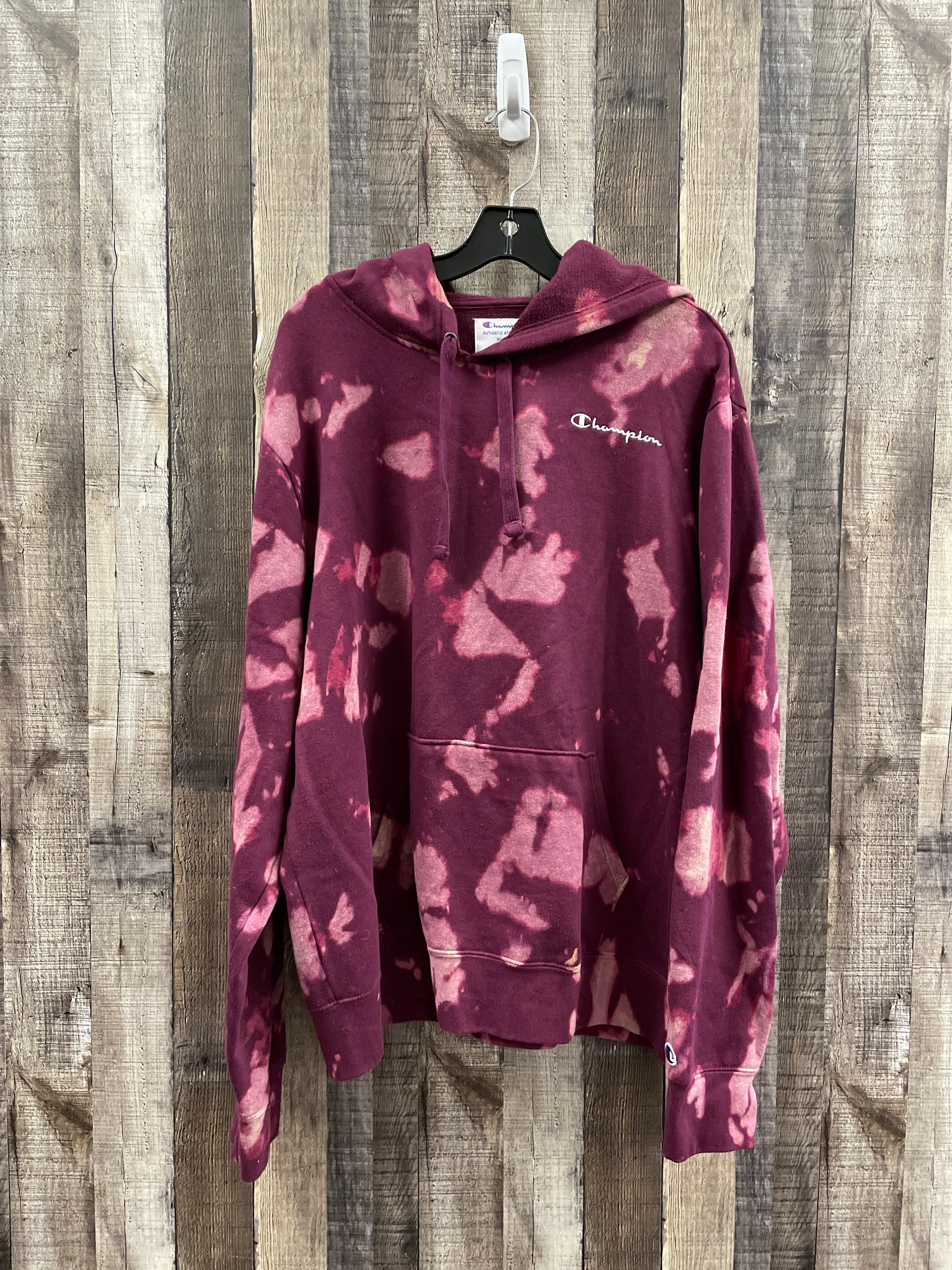 Athletic Sweatshirt Hoodie By Champion In Tie Dye Print, Size: Xl