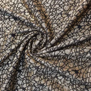 Black and Golden Glitter Knitted Lycra Fabric 17910