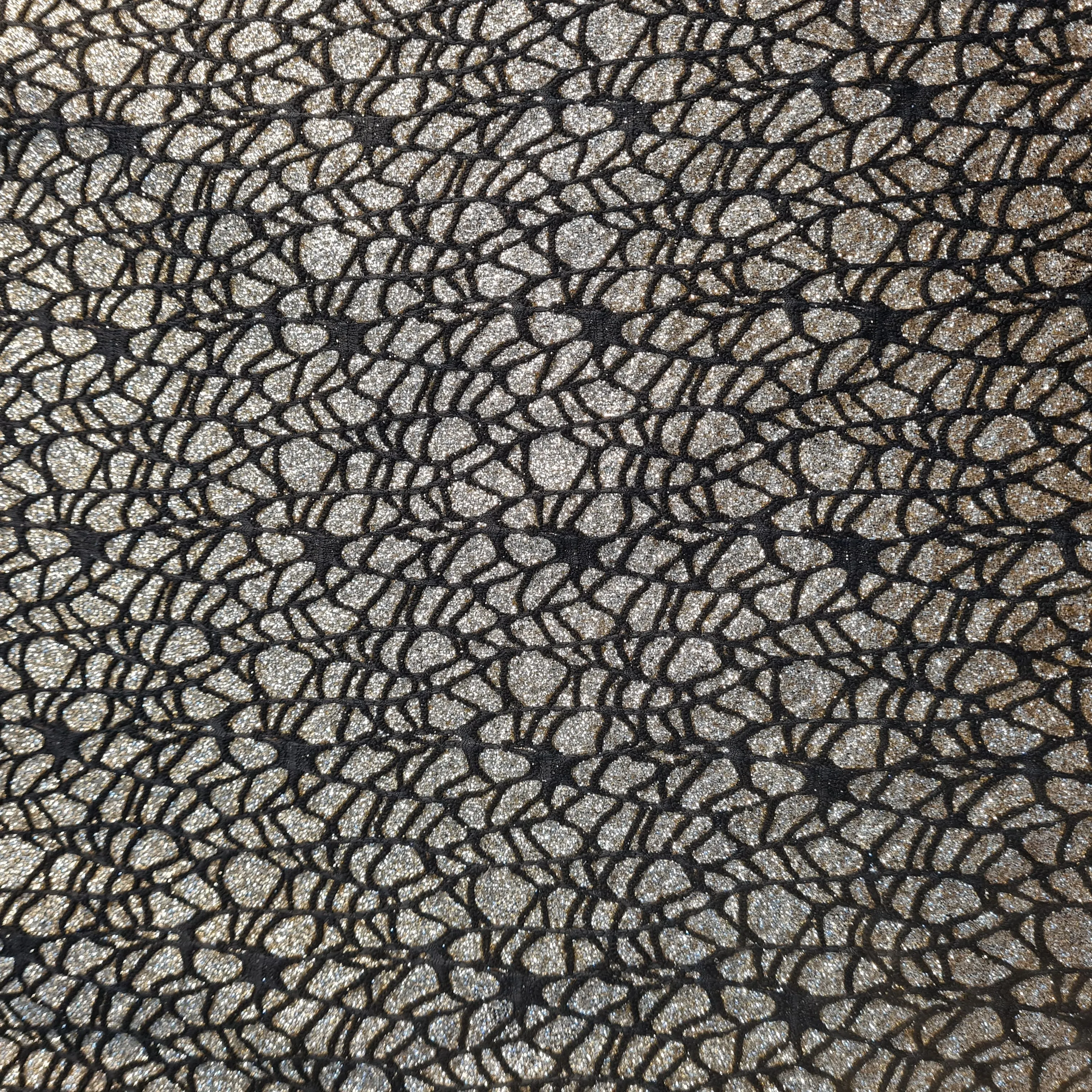 Black and Golden Glitter Knitted Lycra Fabric 17910