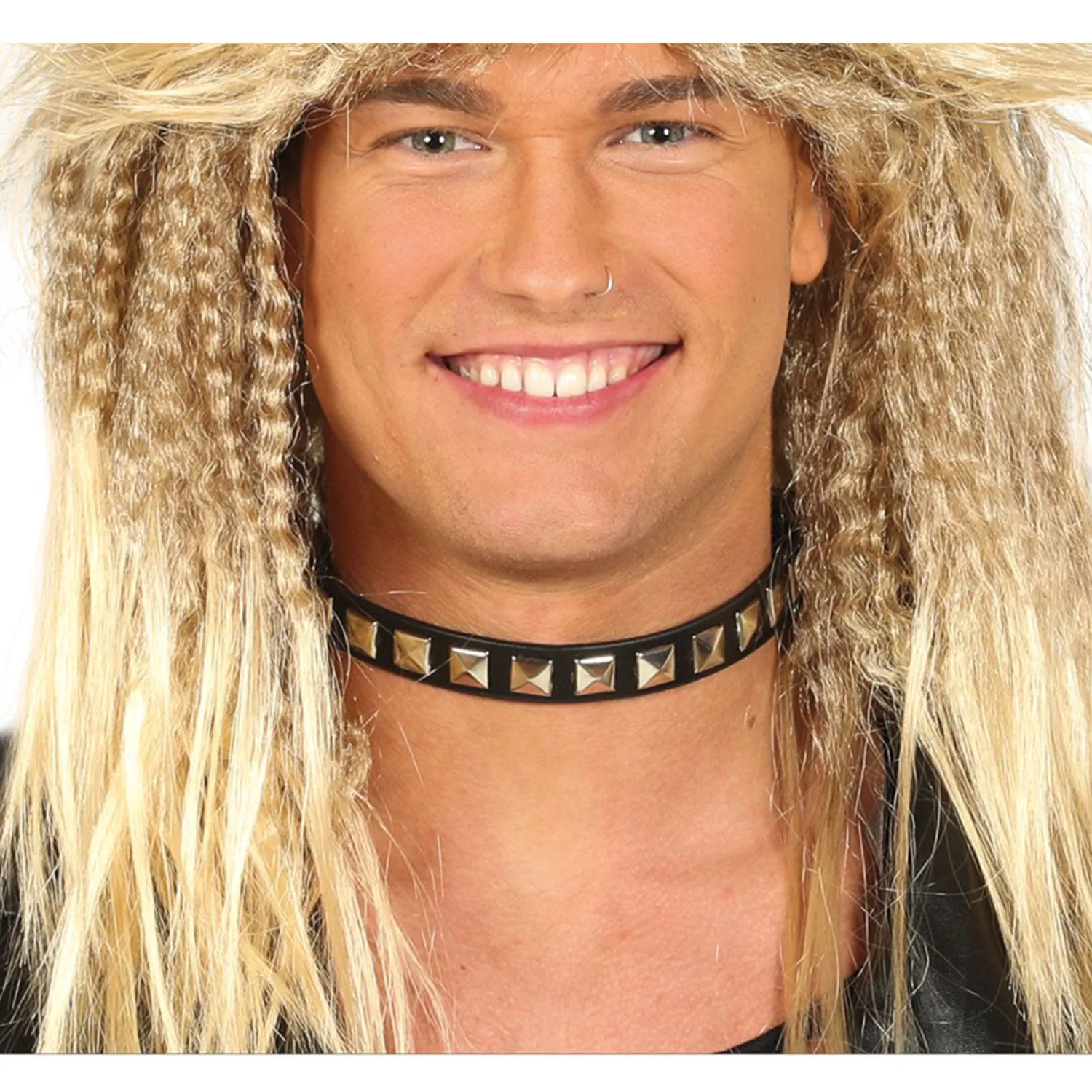 Black Punk Necklace 80s Costume Jewellery