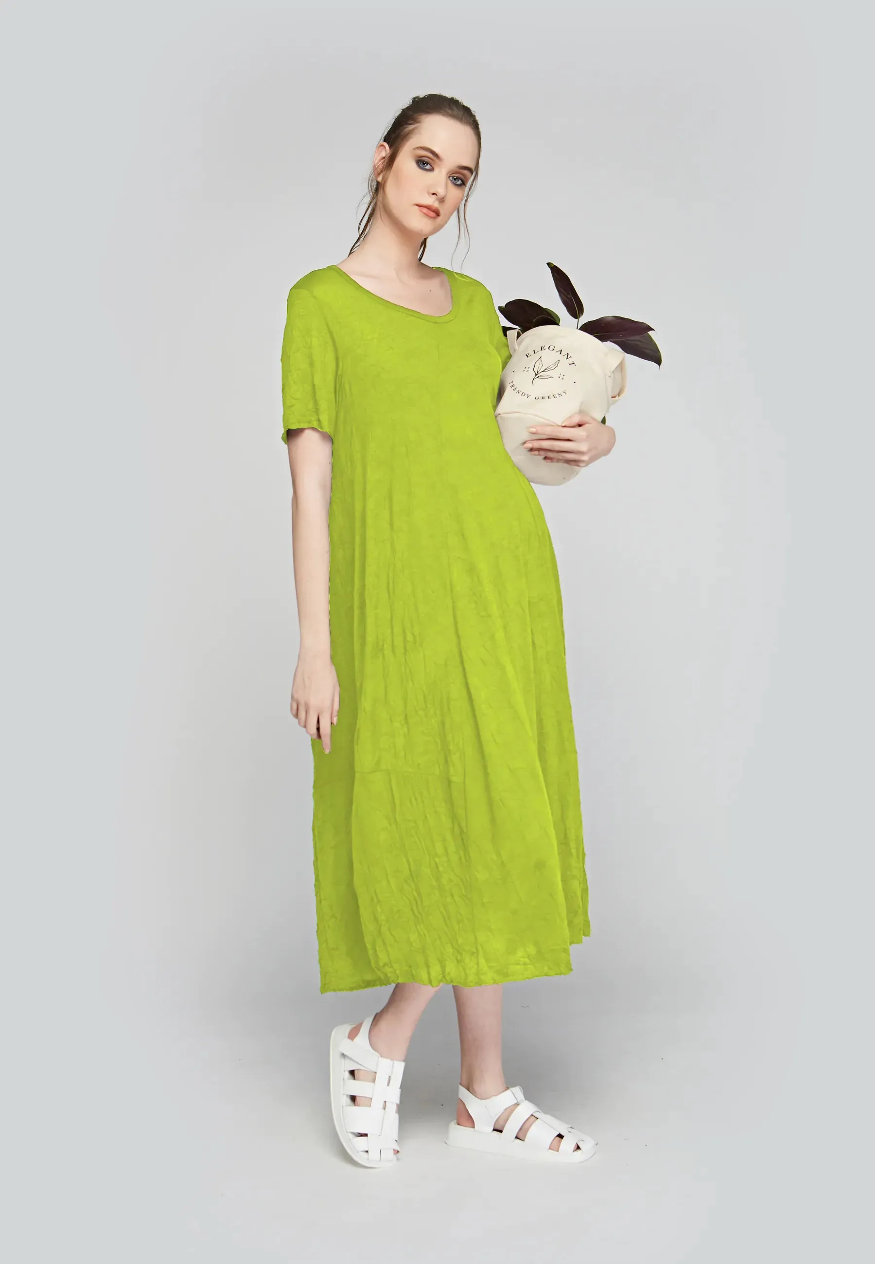 BRISA Long, wrinkled viscose jersey dress