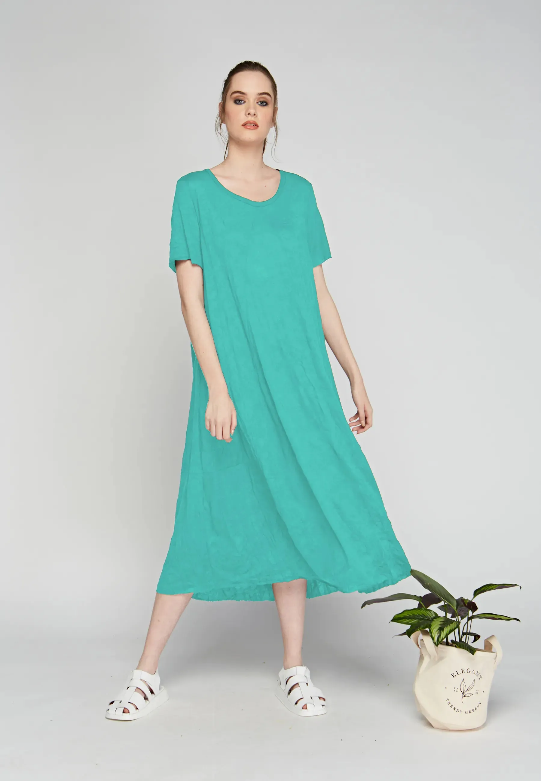 BRISA Long, wrinkled viscose jersey dress