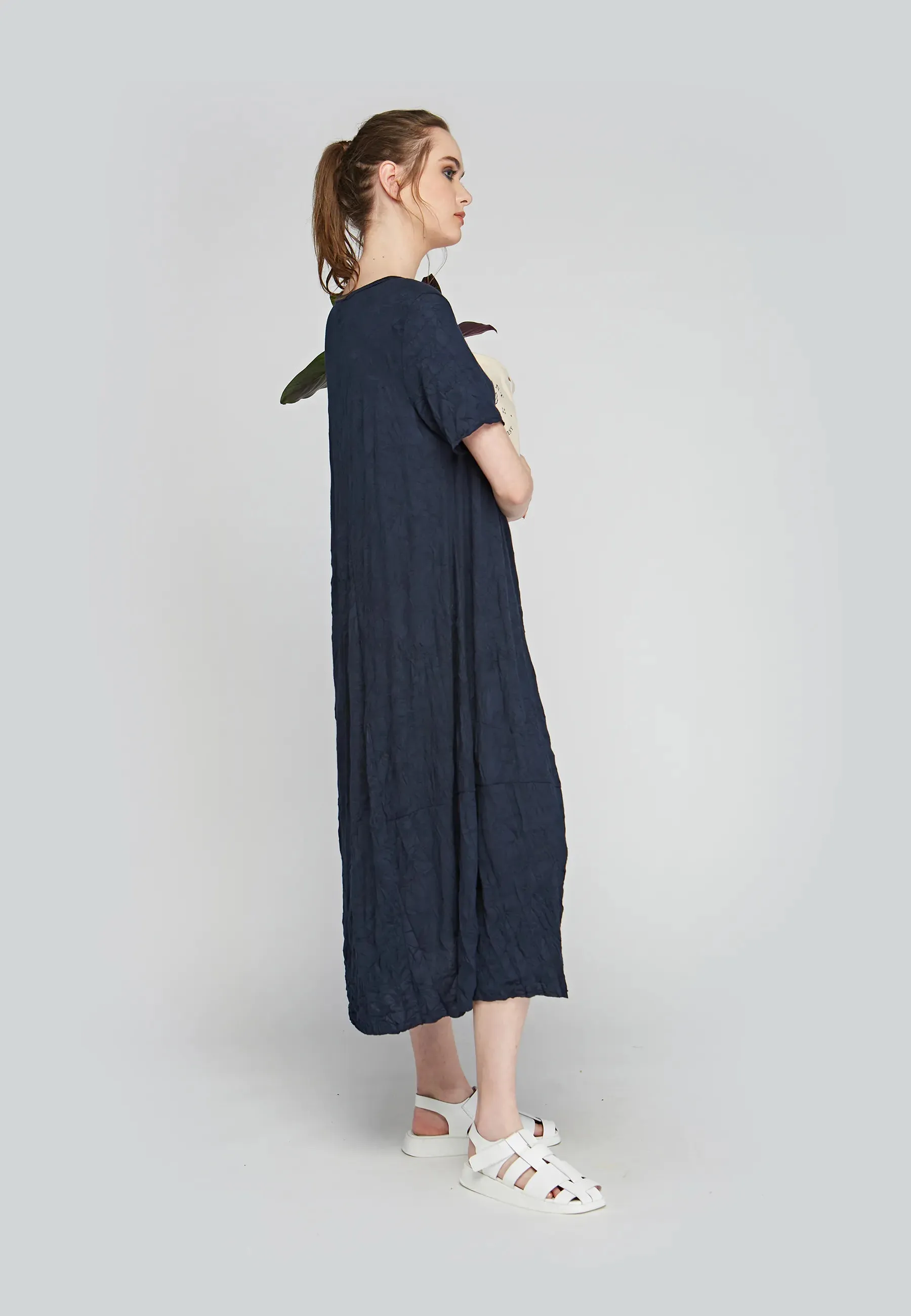 BRISA Long, wrinkled viscose jersey dress