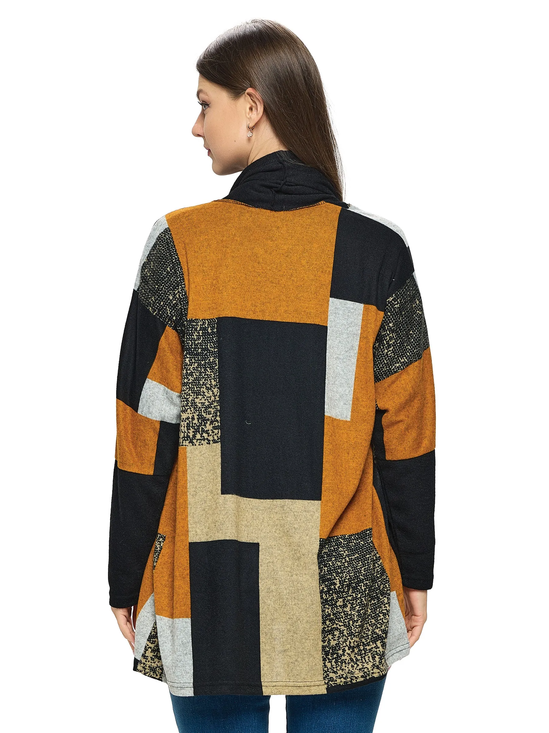 Cardigan Casual Colorblock Oversized