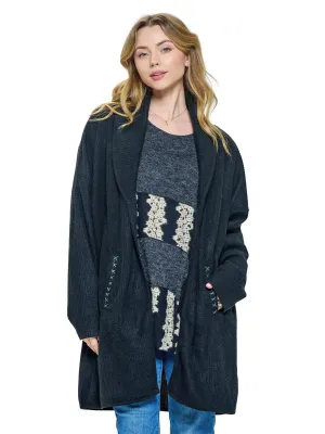 Cardigan - Stitched - Black