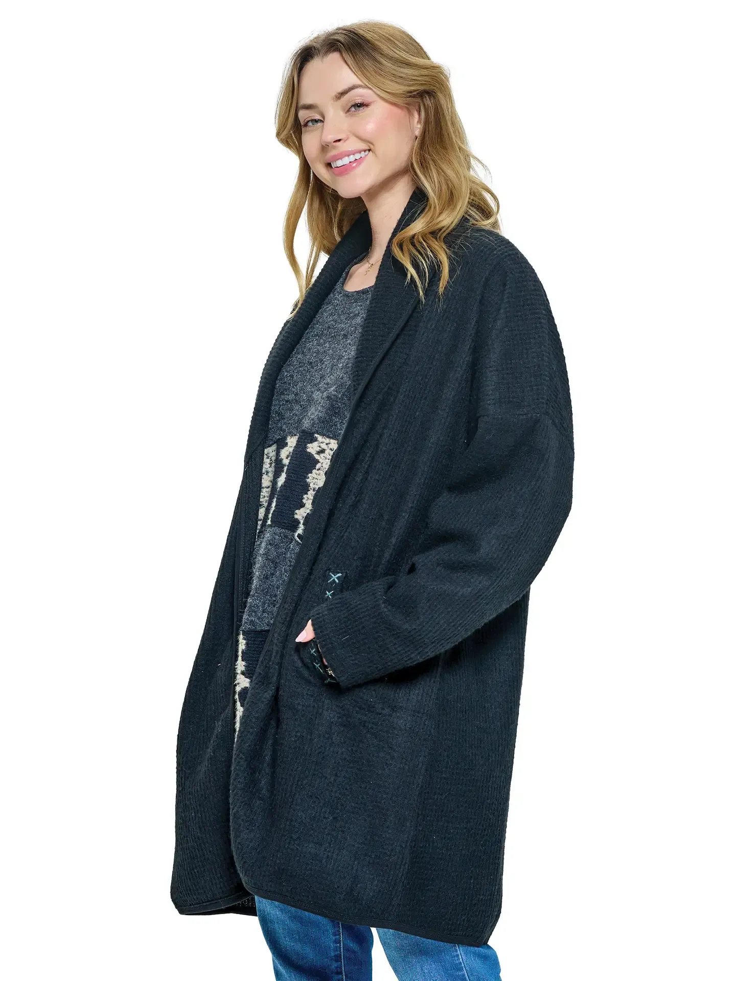 Cardigan - Stitched - Black
