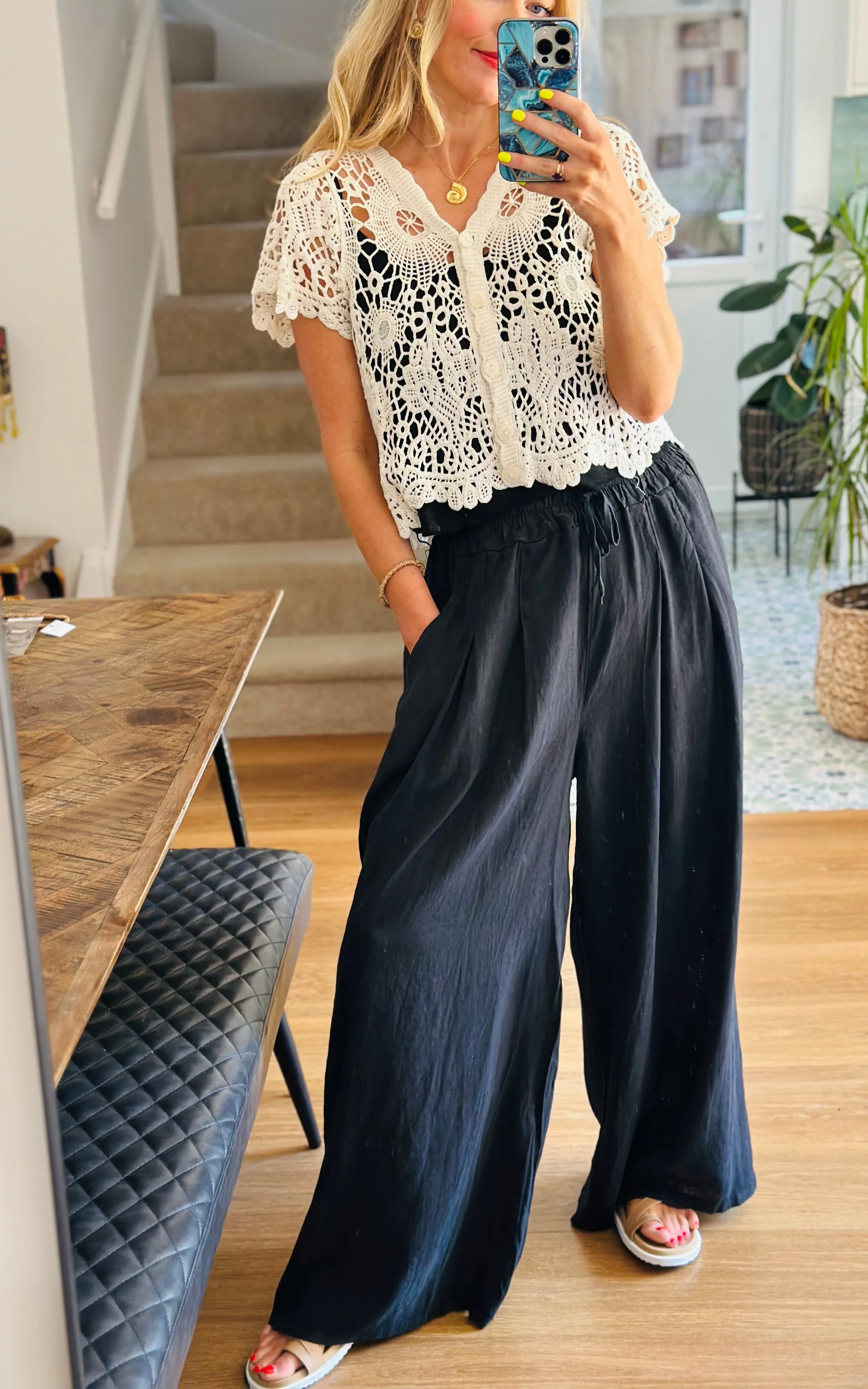 Cream Crochet Cardigan