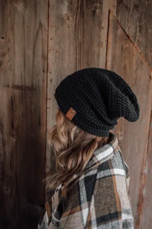 Crocheted Super Slouchy Beanie - Black