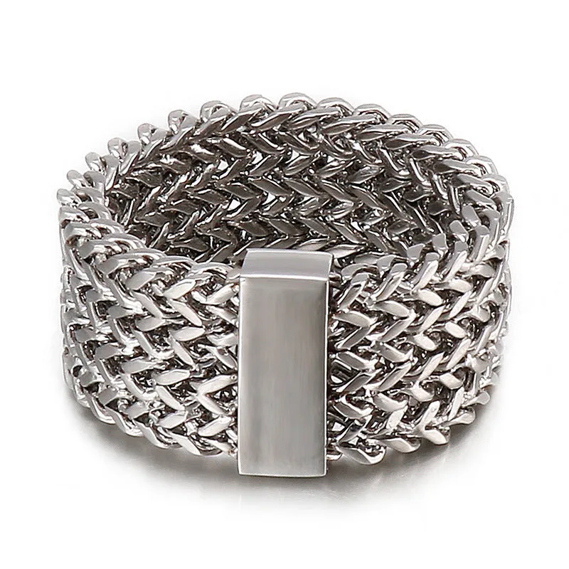 Customizable Men's Titanium Steel Ring - European and American Pop Rock Hip Hop Design, Four-Row Keel Style