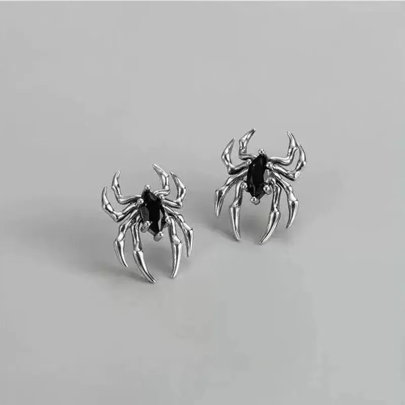 Dark Gothic Vintage-Style Spider Stud Earrings for Women