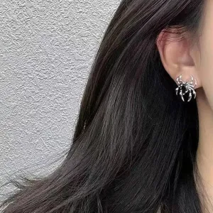 Dark Gothic Vintage-Style Spider Stud Earrings for Women