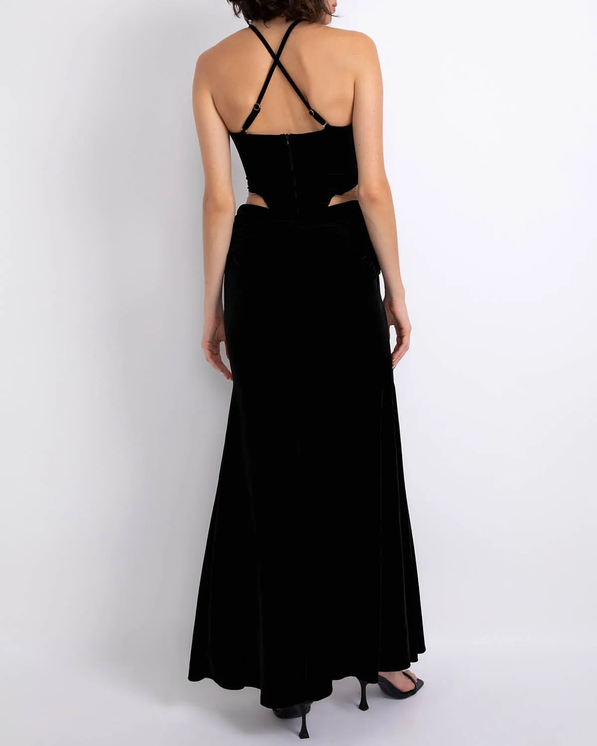 Dropped Waist Velvet Maxi Dress