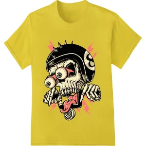 Edgy Skull with Red Lightning Bolts - DTF Print Design
