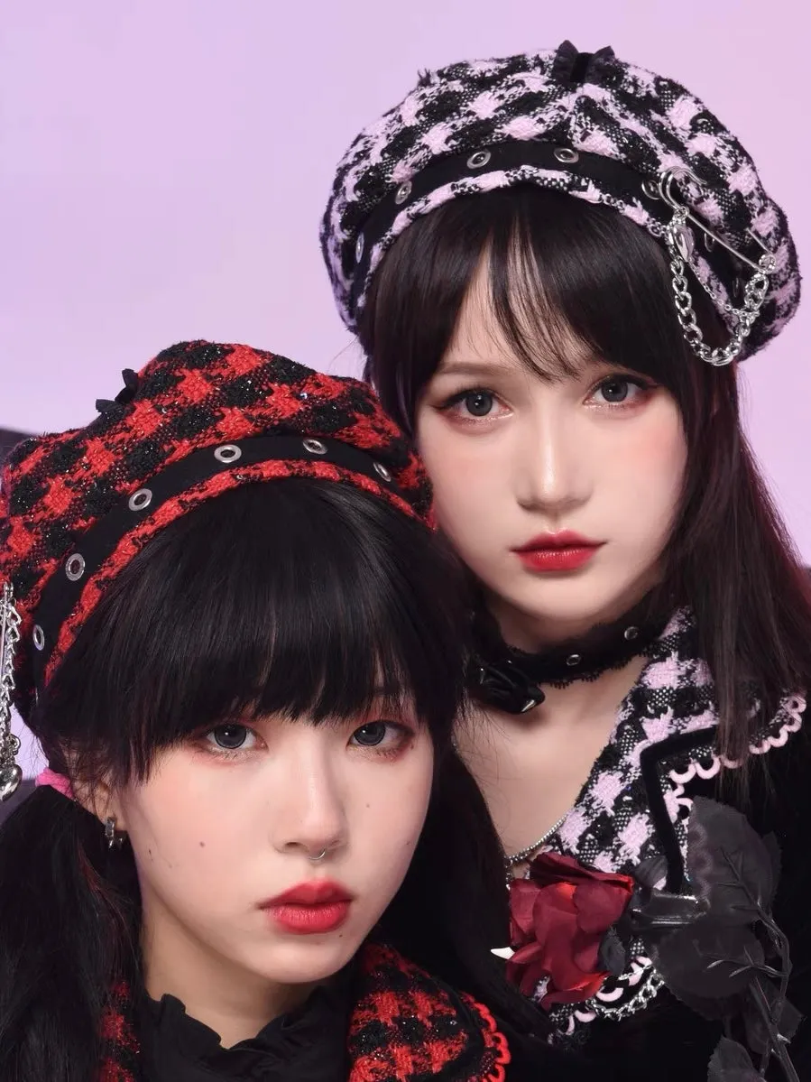 Evil Tooth my gyaru rock star tweed beret hat