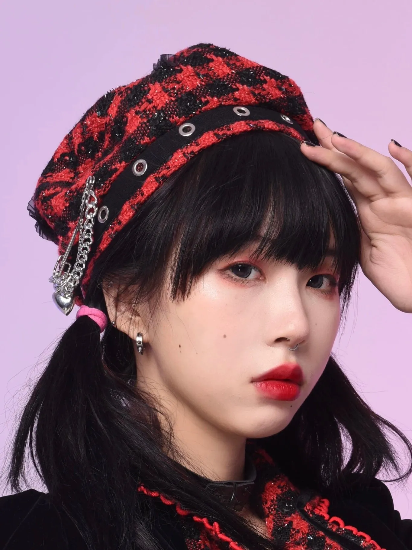 Evil Tooth my gyaru rock star tweed beret hat