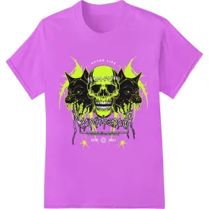 Flaming Demon Skull Trio - Edgy Halloween DTF Print Design