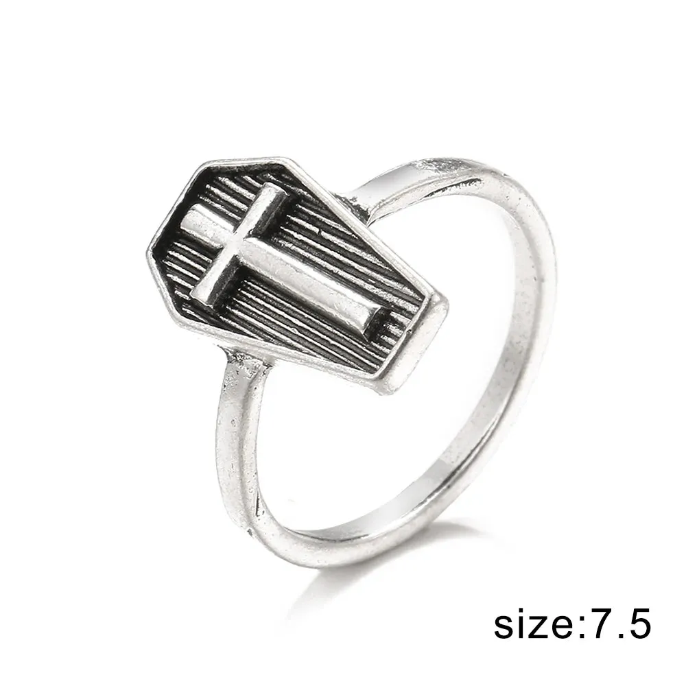 FNIO Vintage Punk Carved Eyes Mens Ring Finger Jewelry Hip Hop Rock Culture Ring Unisex Women Male Party Metal Rings Accessories