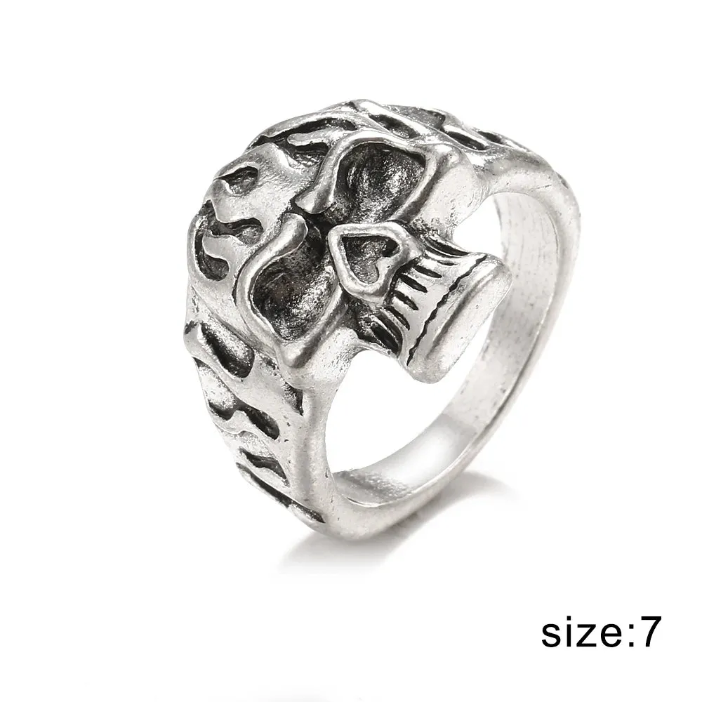 FNIO Vintage Punk Carved Eyes Mens Ring Finger Jewelry Hip Hop Rock Culture Ring Unisex Women Male Party Metal Rings Accessories