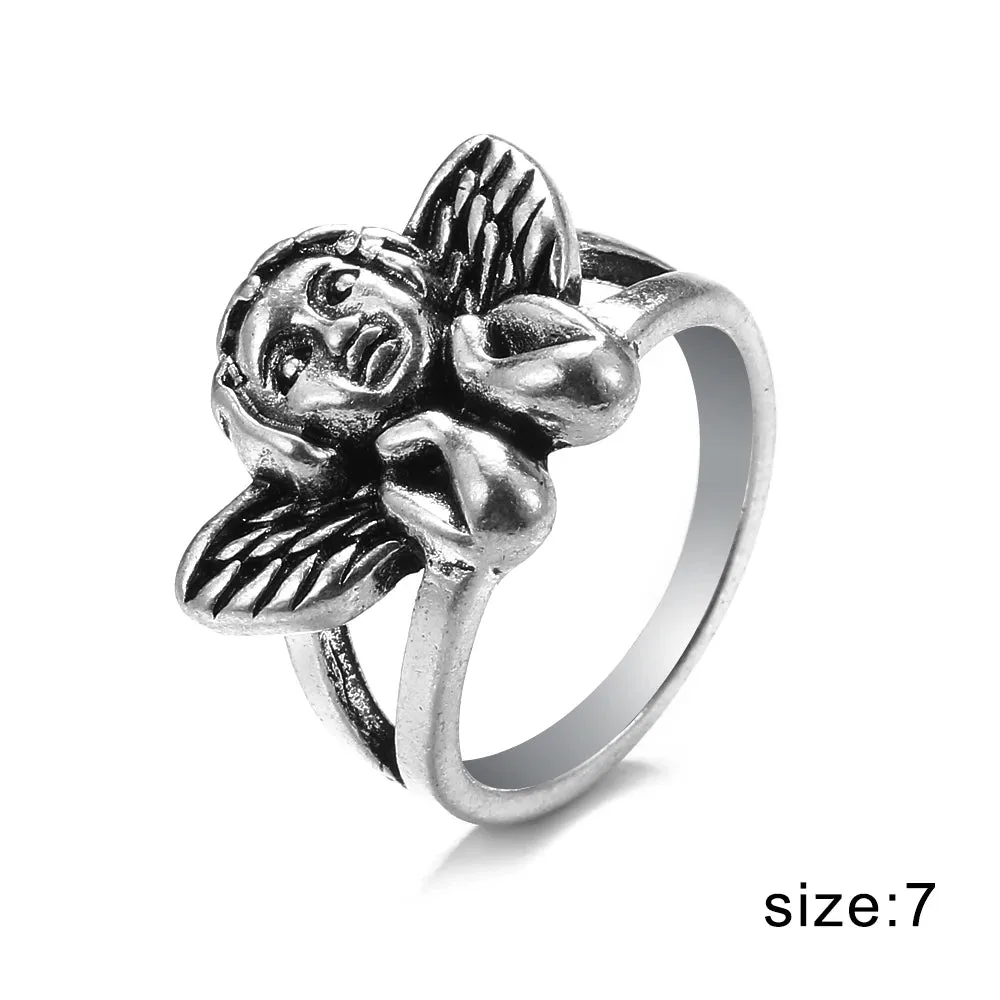 FNIO Vintage Punk Carved Eyes Mens Ring Finger Jewelry Hip Hop Rock Culture Ring Unisex Women Male Party Metal Rings Accessories