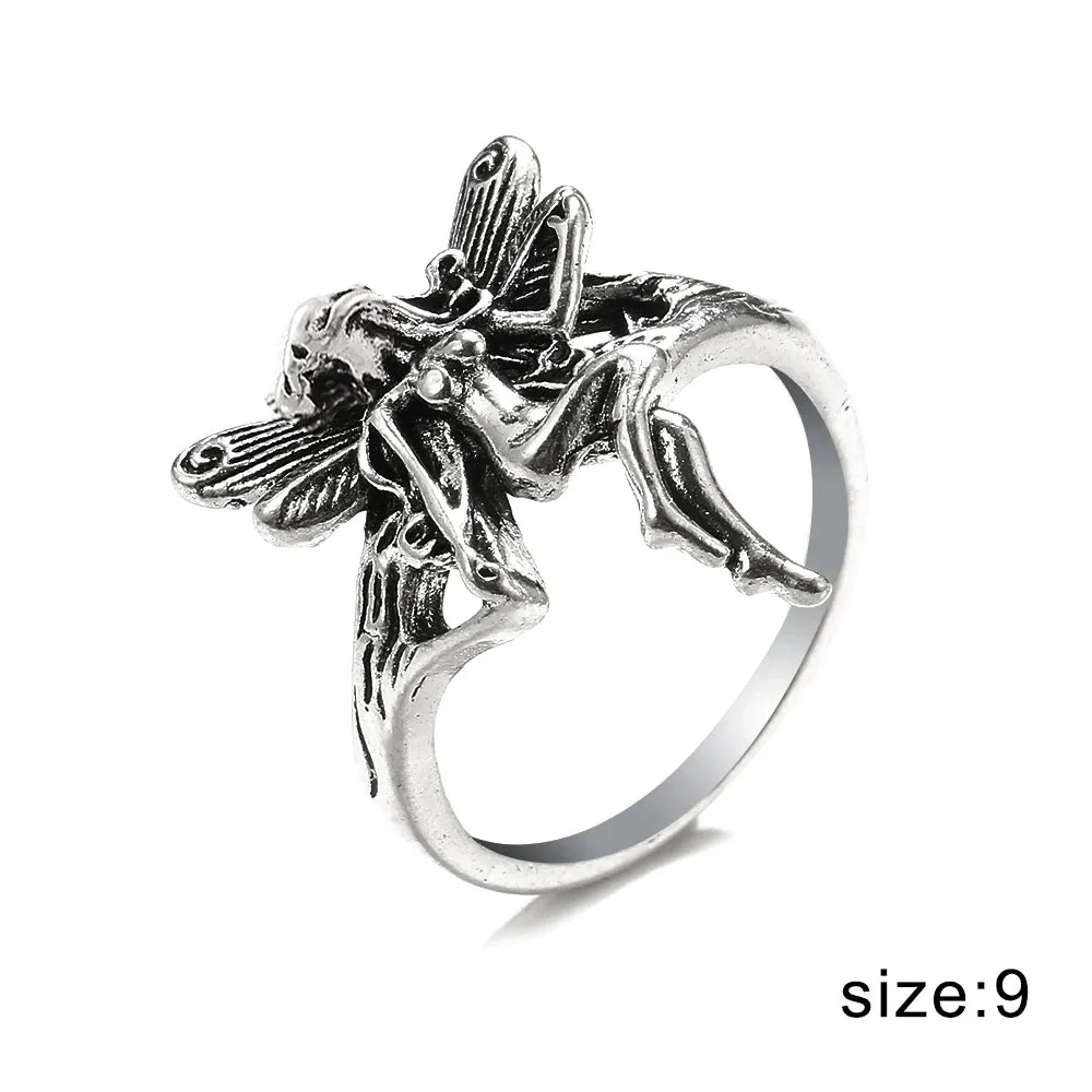 FNIO Vintage Punk Carved Eyes Mens Ring Finger Jewelry Hip Hop Rock Culture Ring Unisex Women Male Party Metal Rings Accessories